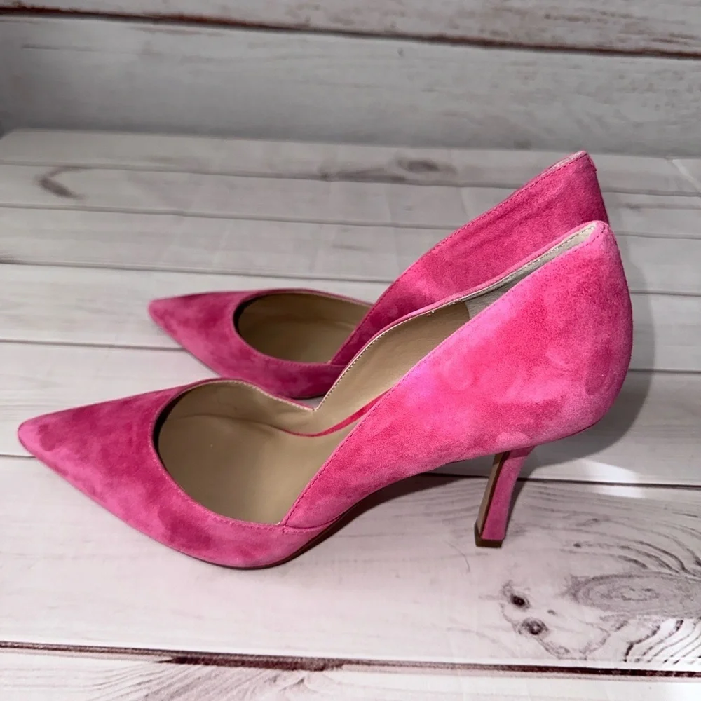 Ann Taylor Azra Pink Suede Pointed Toe Heels | Size 10M Wedding Formal Fuchsia - Picture 6 of 12